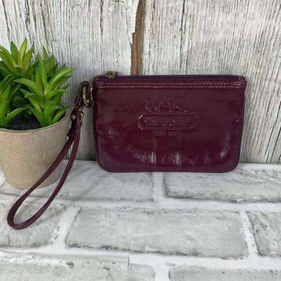 Coach Patent Leather Burgundy Wristlet - Picture 1 of 9